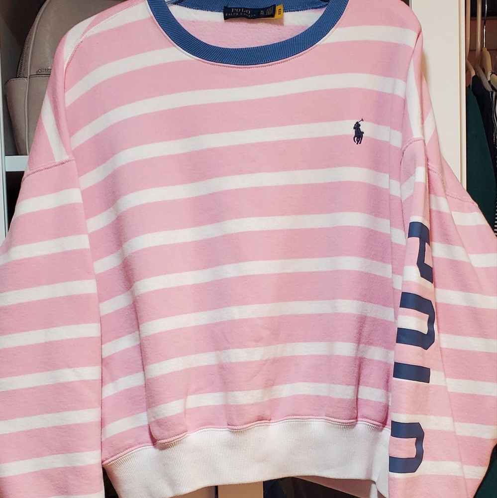 POLO RALPH LAUREN OVERSIZED CROP BOYFRIEND SWEATSHIRT XL
